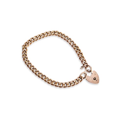 533 - A 9CT GOLD TRACE CHAIN BRACELET, with heart shaped padlock clasp.Marked 9ct Weight 4 gramsLength 14.... 