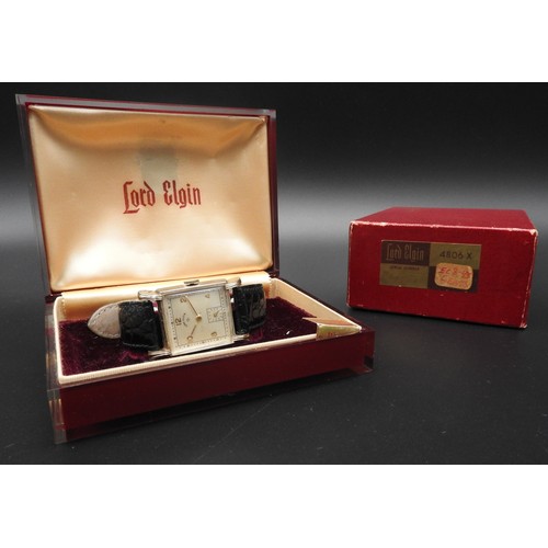 492 - A VINTAGE 'LORD ELGIN' 4806 X MID CENTURY GENT'S WATCH, circa 1940's, manual wind, in original box