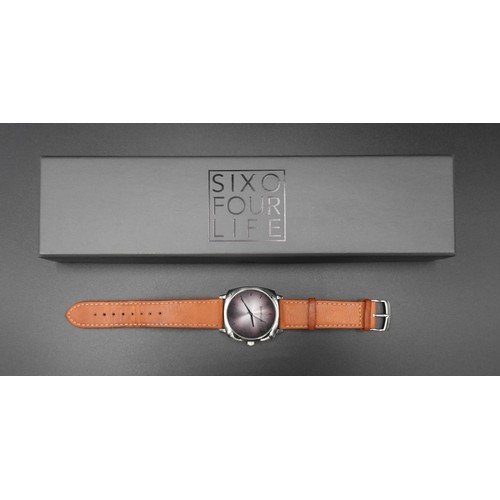 494 - A CANADIAN SIXOFOURLIFE GENT'S AUTOMATIC WRIST WATCH, in stainless steel with tan leather strap in o... 