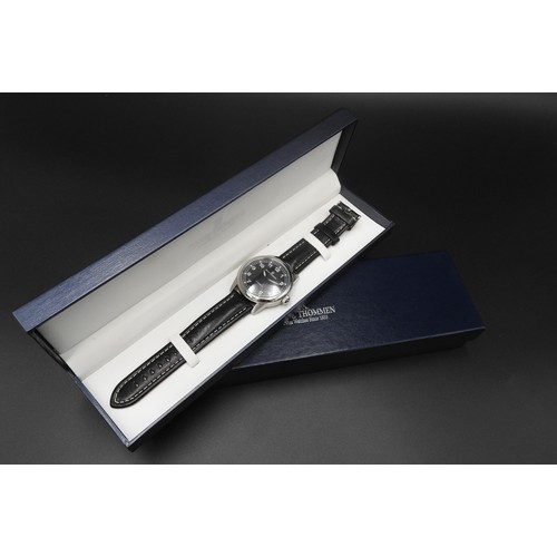 497 - A GENT'S REVUE THOMMEN STAINLESS STEEL MANUAL WIND WRIST WATCH, with original box and paper work