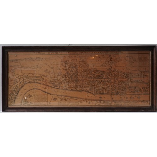 274 - A MAP OF LONDON AND WESTMINSTER AND A MAP OF HAMPSHIRE, both in oak frames, the London map measuring... 