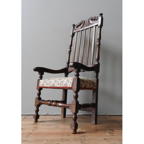 66 - A FRENCH 19TH CENTURY SLAT BACK COUNTRY ELBOW CHAIR