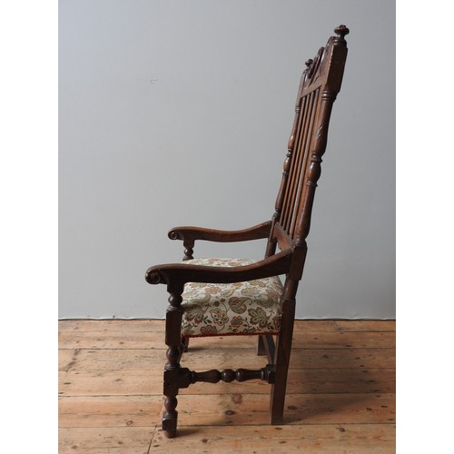 66 - A FRENCH 19TH CENTURY SLAT BACK COUNTRY ELBOW CHAIR