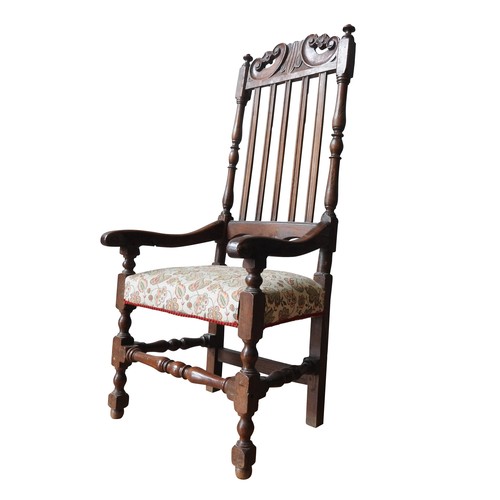 66 - A FRENCH 19TH CENTURY SLAT BACK COUNTRY ELBOW CHAIR