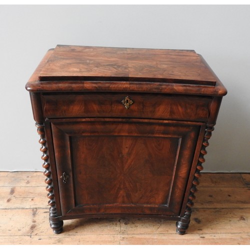 68 - A FRENCH MAHOGANY BARLEY TWIST CURVED CABINET85cm high, 40cm deep, 72cm wide