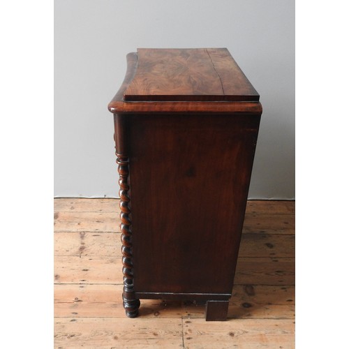 68 - A FRENCH MAHOGANY BARLEY TWIST CURVED CABINET85cm high, 40cm deep, 72cm wide