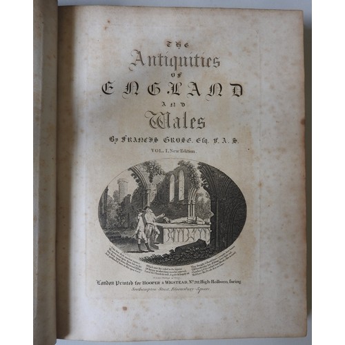 288 - GROSE, FRANCIS. ANTIQUITIES OF ENGLAND AND WALES, 8 VOLS, illustrated throughout with engraved archi... 