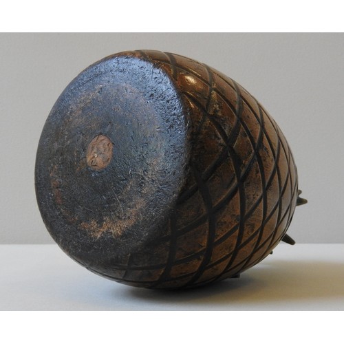 304 - A 20TH CENTURY TREEN TEA CADDY, in the form of a pineapple, 20 cm high