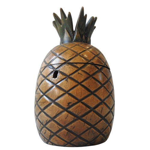 304 - A 20TH CENTURY TREEN TEA CADDY, in the form of a pineapple, 20 cm high