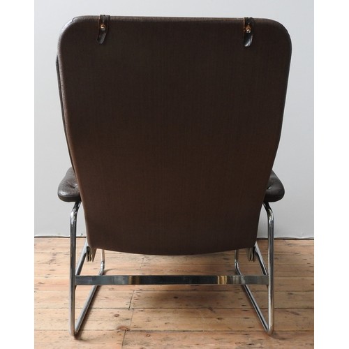 94 - A 'FENIX' LOUNGE CHAIR BY SAM LARSSON FOR DUX, circa 1970, chromed metal and canvas with detachable ... 