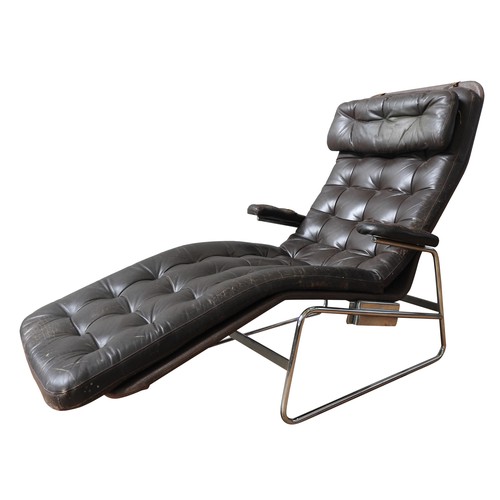 94 - A 'FENIX' LOUNGE CHAIR BY SAM LARSSON FOR DUX, circa 1970, chromed metal and canvas with detachable ... 