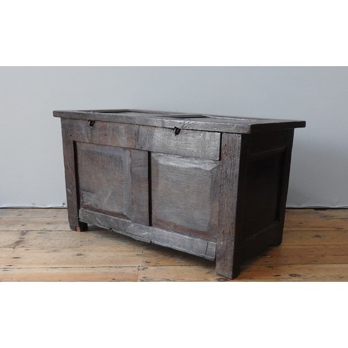 99 - AN EARLY 17TH CENTURY CHILD'S CHEST, circa 1600-1620, 46 x 81 x 42cm