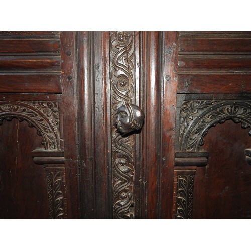 108 - A 17TH CENTURY PRESS CUPBOARD, and later, from Exeter area, 183 x 152 x 60 cm