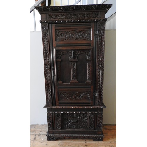 109 - A 17TH CENTURY PRESS CUPBOARD, and later, from Exeter area, 206 x 98 x 50 cm