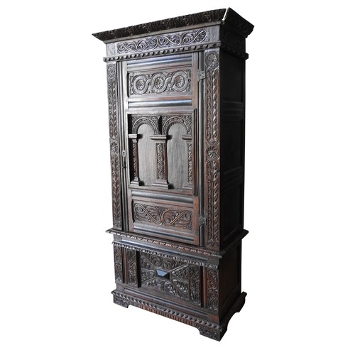 109 - A 17TH CENTURY PRESS CUPBOARD, and later, from Exeter area, 206 x 98 x 50 cm