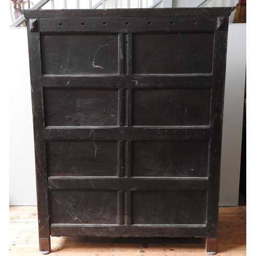 111 - A 17TH CENTURY OAK PRESS CUPBOARD, circa 1680, 181 x 145 x 58 cm