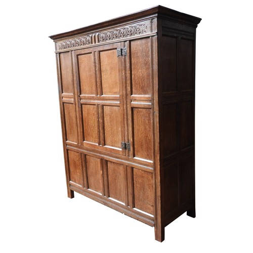 111 - A 17TH CENTURY OAK PRESS CUPBOARD, circa 1680, 181 x 145 x 58 cm