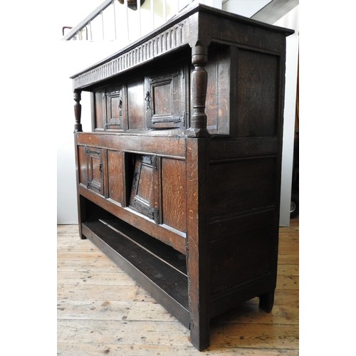 117 - A LARGE 17TH CENTURY PRESS CUPBOARD, as found, 143 x 181 x 55 cm