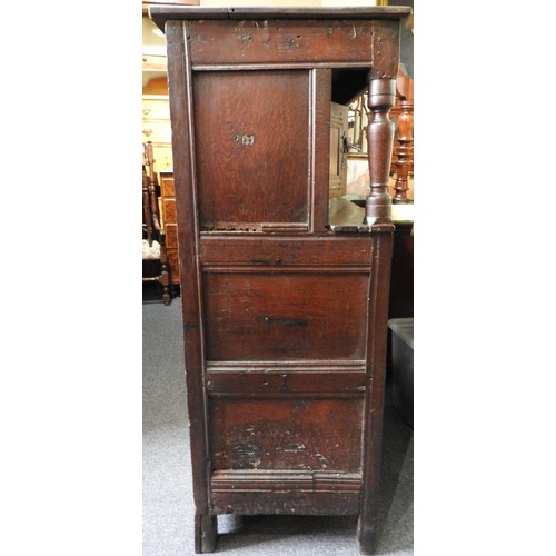 117 - A LARGE 17TH CENTURY PRESS CUPBOARD, as found, 143 x 181 x 55 cm