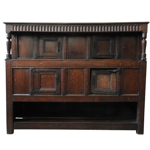 117 - A LARGE 17TH CENTURY PRESS CUPBOARD, as found, 143 x 181 x 55 cm