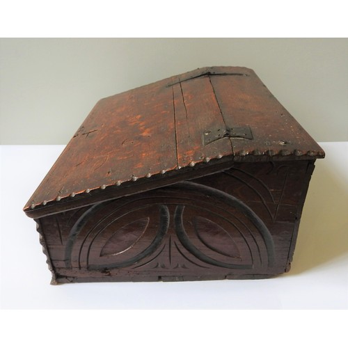 123 - A 17TH CENTURY POLYCHROMED WEST COUNTRY OAK BOX