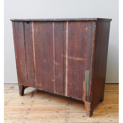 138 - A GEORGE III MAHOGANY BOW FRONT CHEST OF FIVE DRAWERS, comprising of two short drawers over three lo... 