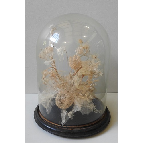 314 - A VICTORIAN SKELETON LEAF CENTREPIECE ARRANGEMENT IN GLASS DOME, 40 cm high, 33 cm diameterProvenanc... 