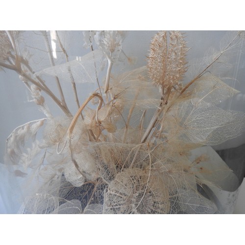 314 - A VICTORIAN SKELETON LEAF CENTREPIECE ARRANGEMENT IN GLASS DOME, 40 cm high, 33 cm diameterProvenanc... 