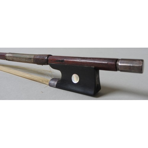 324 - A 19TH CENTURY SARASATE BOW, 74 cm long, 55 grams, stamped with Sarasate nameProvenance : From the E... 