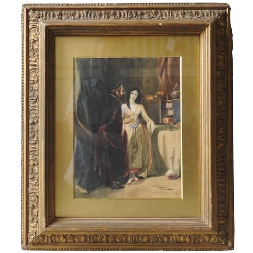 252 - G. R. LESLIE, TWO FIGURES IN AN INTERIOR, watercolour, signed G.R. Leslie, 30 x 23 cms.Provenance : ... 