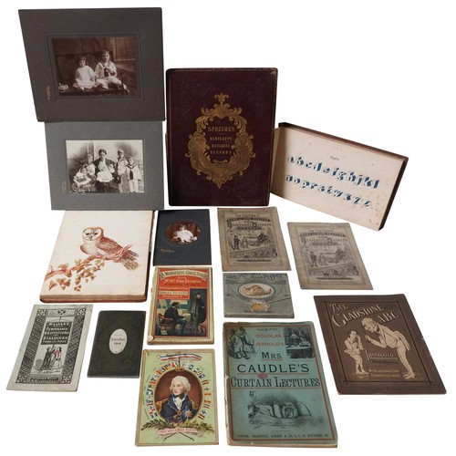 284 - A COLLECTION OF 19TH CENTURY PICTURE BOOKS, 1906 CALENDAR AND VINTAGE PHOTOGRAPHS, the books includi... 