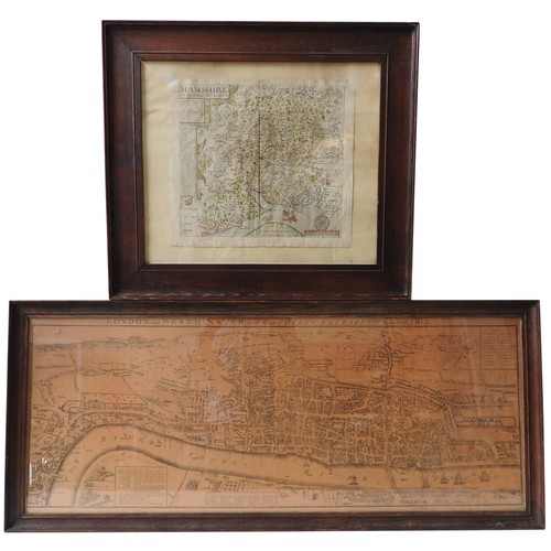 274 - A MAP OF LONDON AND WESTMINSTER AND A MAP OF HAMPSHIRE, both in oak frames, the London map measuring... 