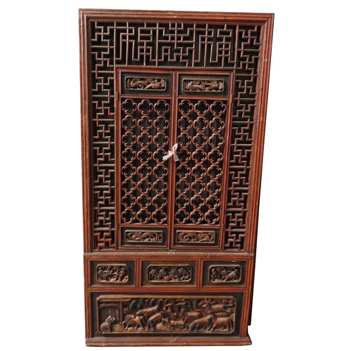 140 - A LARGE COLLECTION OF ASSORTED CHINESE OPIUM BED PANELS, CANOPY FRAMES AND OTHER COMPONENTS, the maj... 