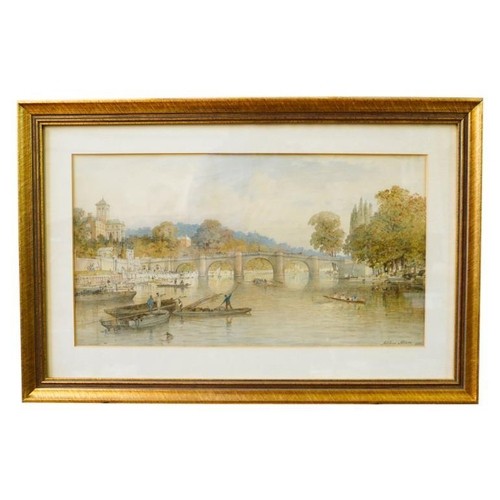 229 - ARTHUR ALLOM (c.1820 - c.1895)A pair of water colours of Richmond Bridge ,depiciting opposite sides,... 