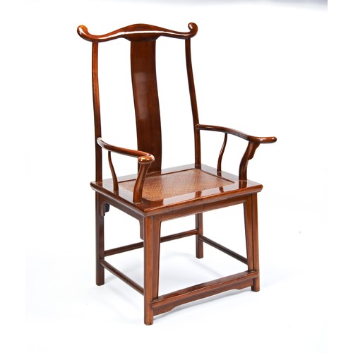 111 - HARDWOOD YOKEBACK ARMCHAIR, GUANMAOYIwith a soft mat inset seat 115cm high, 67cm wide