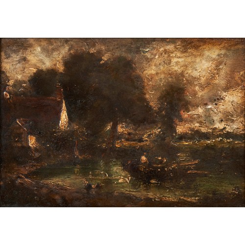 250 - MANNER OF JOHN CONSTABLE, 19TH CENTURY OIL ON BOARD' OF HAYWAIN SCENE, with hand written label and a... 