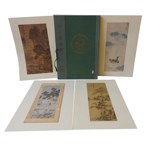 255 - A FOLIO OF LITHOGRAPHS OF MING DYNASTY SCROLL PAINTINGS, from the Lok Tsai Hsien Collection of Chine... 