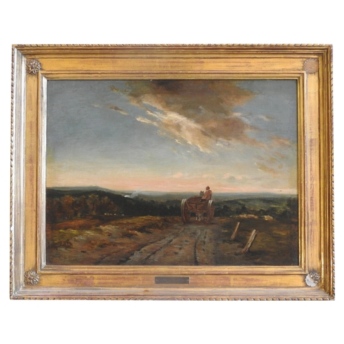 266 - ATTRIBUTED TO FREDERICK WATTS (1800-1870) OIL ON CANVAS OF CART ON RURAL FARM TRACK, signed and date... 