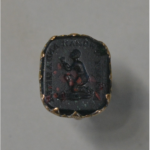 486 - AN 19TH CENTURY INTAGLIO FOB SEAL, engraved with abolitionist image and inscribed 'Am I not a Woman ... 