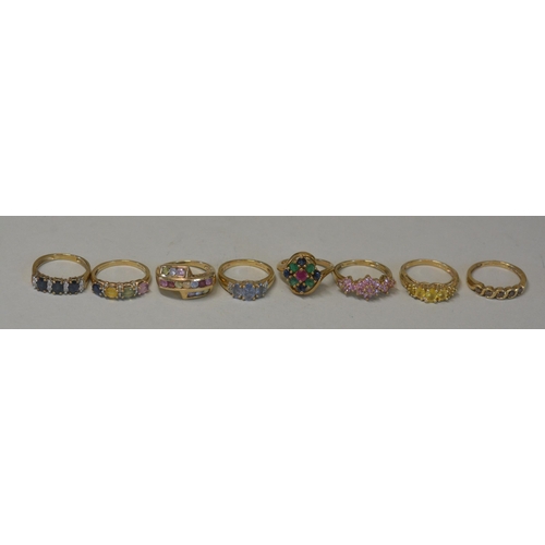 492 - A COLLECTION OF EIGHT 9CT GOLD DRESS RINGS, contemporary design, all hallmarked, total weight 18 gra... 