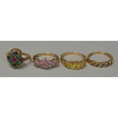 492 - A COLLECTION OF EIGHT 9CT GOLD DRESS RINGS, contemporary design, all hallmarked, total weight 18 gra... 