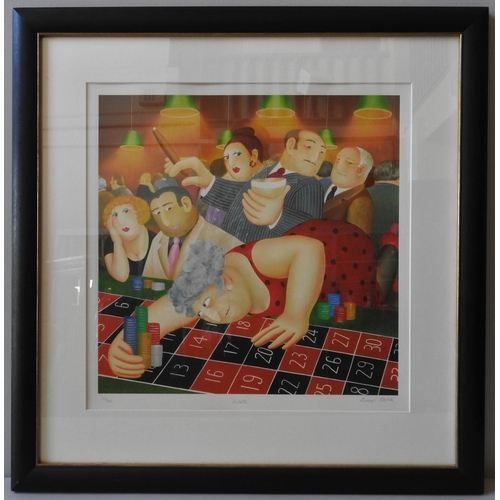 278 - BERYL COOK (1926-2008) 'ROULETTE' SIGNED LIMITED SILK SCREEN PRINT, signed in pencil in lower right ... 