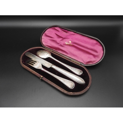 448 - A THREE PIECE SILVER 'GEORGE ANGEL' CUTLERY SET