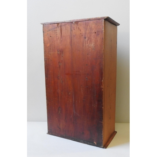 78 - A 19TH CENTURY PINE APOTHECARY CABINET, with glazed door and three interior shelves, 79 x 48 x 26 cm