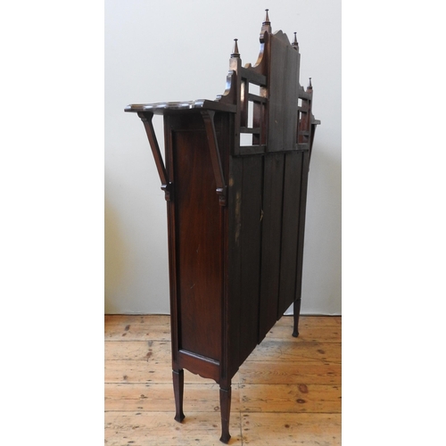 79 - A LATE 19TH CENTURY MAHOGANY FOUR TIER BOOKSHELF, in the Aesthetic style, with mirrored back top fla... 