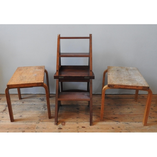 91 - A PAIR OF SCANDANAVIAN MID CENTURY SIDE TABLES, bearing a 'Finmark, made in Finland' label, along wi... 