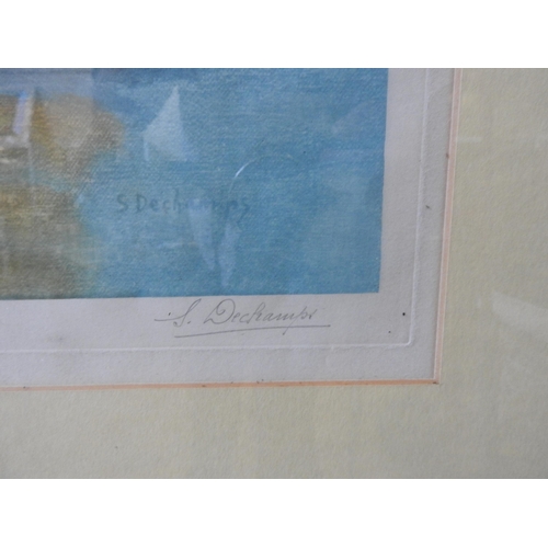 285 - SUZANNE DESCHAMPS (1887-1950) TWO PAIRS OF SIGNED LIMITED SAILING SCENE LITHOGRAPHS, along with anot... 