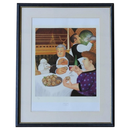 499 - BERYL COOK (1926-2008) 'DINING IN PARIS' SIGNED LIMITED EDITION PRINT, numbered 391/650, signed in p... 