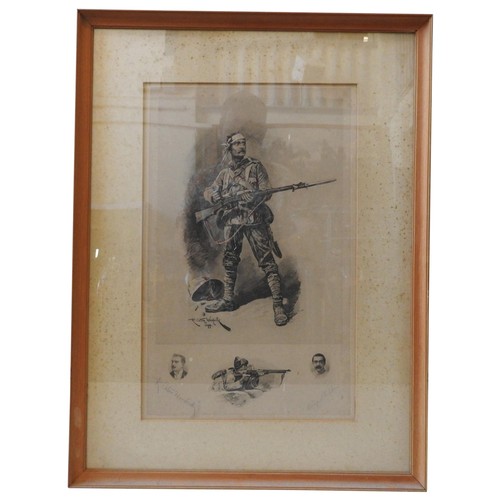 271 - A MONOCHROME LITHOGRAPH 'THE ABSENT MINDED BEGGAR', signed by Rudyard Kipling and the artist Caton-W... 