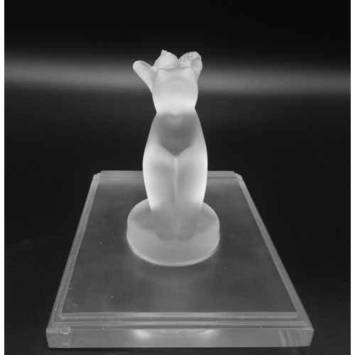 511 - a RENE LALIQUE CHRYSIS NUDE BOOKEND, signed on corner edge of plinth, 12cm high